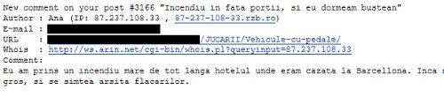 angajat Raiffeisen face spam pe blog